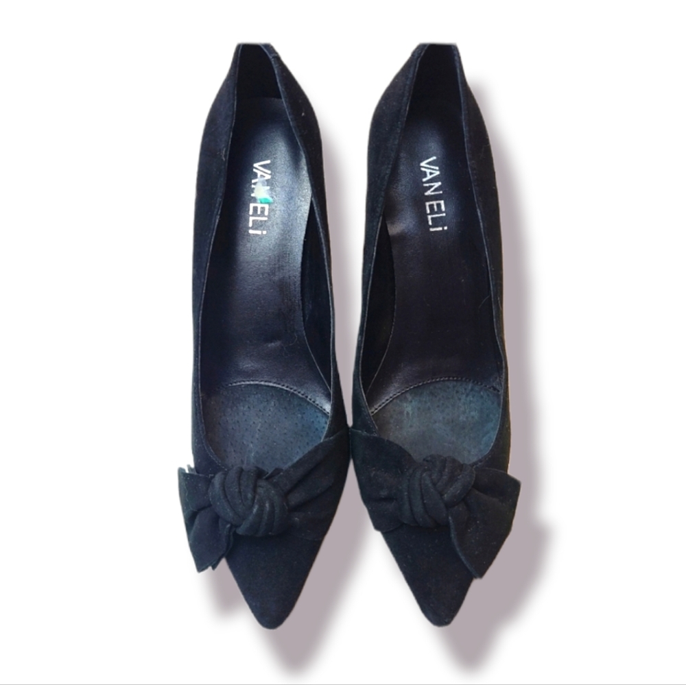 Vaneli Bow Suede Leather Heels 8.5M